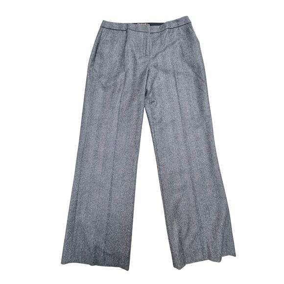 BODEN Pants Womens 12R Gray British Tweed by Moon Wool Blend Herringbone Classic - Picture 1 of 6